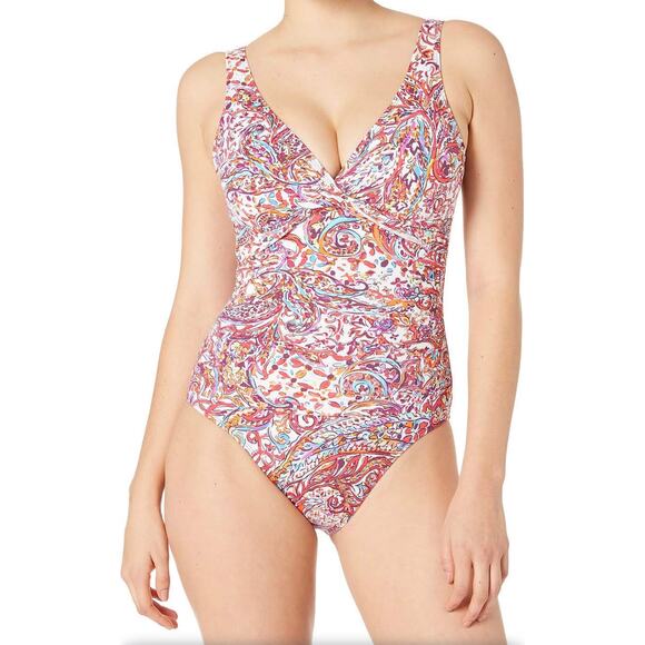 Lauren Ralph Lauren Womens High Cut Multicolor One Piece Bathing Suit Size 10 - Picture 1 of 9